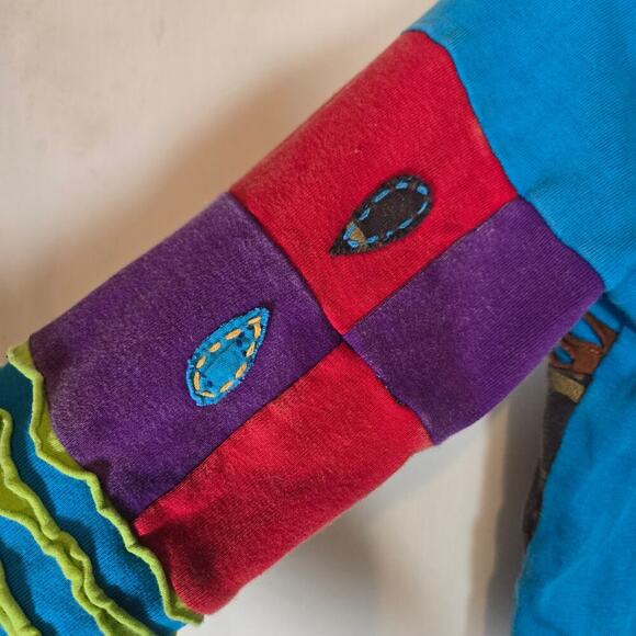 Seventh Avenue Nepal Patchwork Floral Hoodie Hippie Boho Gypsy Bohemian Large - Picture 10 of 13